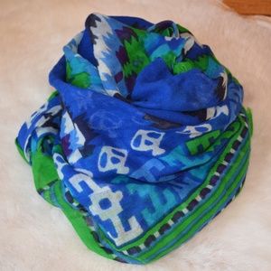 Tolani Navajo Wool & Silk scarf in denim